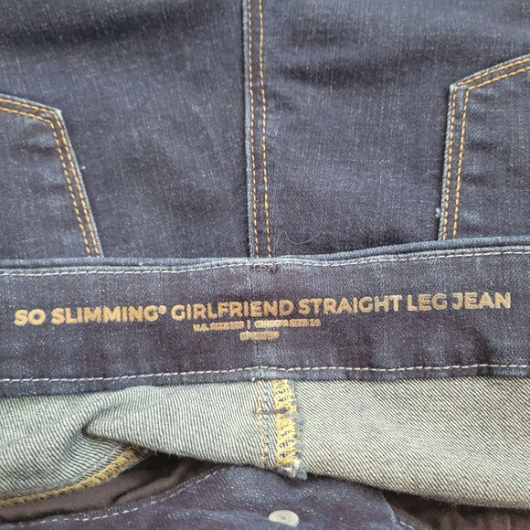 Chicos So Slimming Girlfriend Straight Leg Jeans Size 2.5 14 Dark Wash - Picture 5 of 7